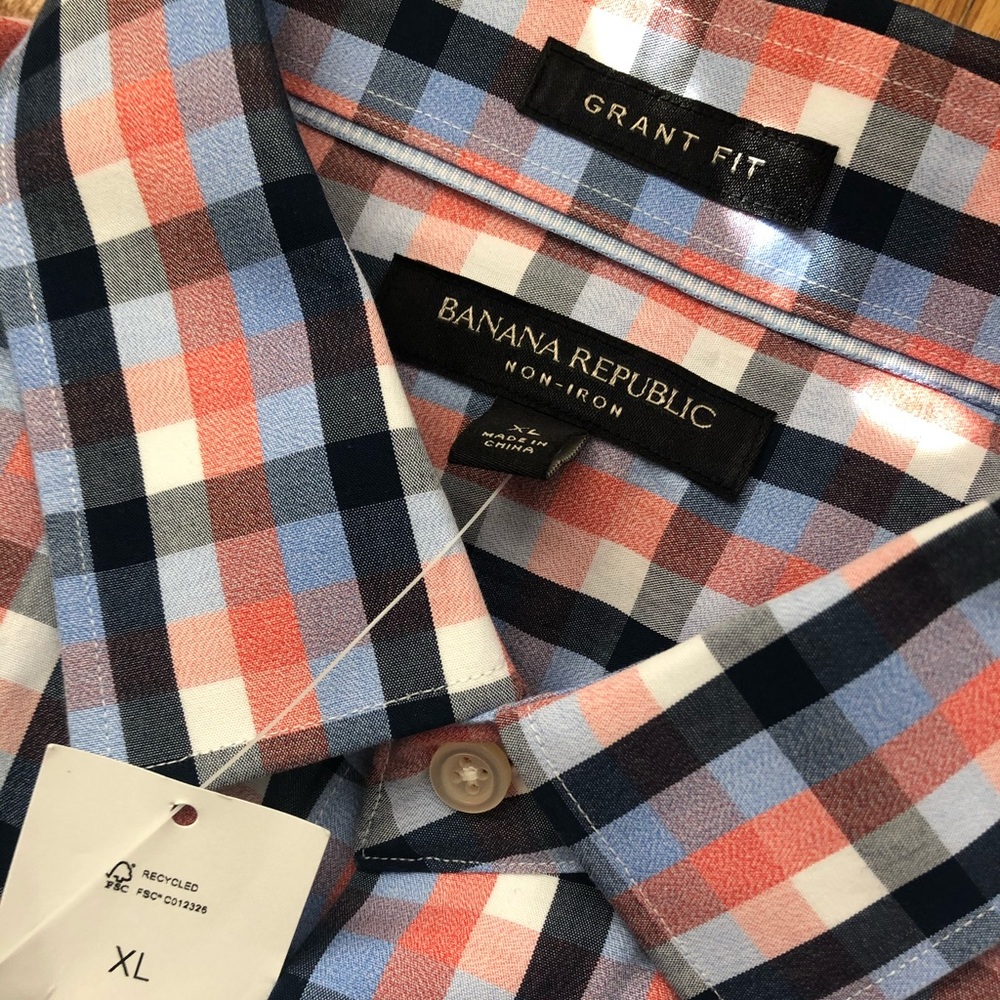 NWT Men’s Banana Republic Orange & Blue Shirt (XL)